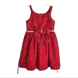 Sweet Heart Rose Red Crystal Lace Dress Toddler Girls Size 5